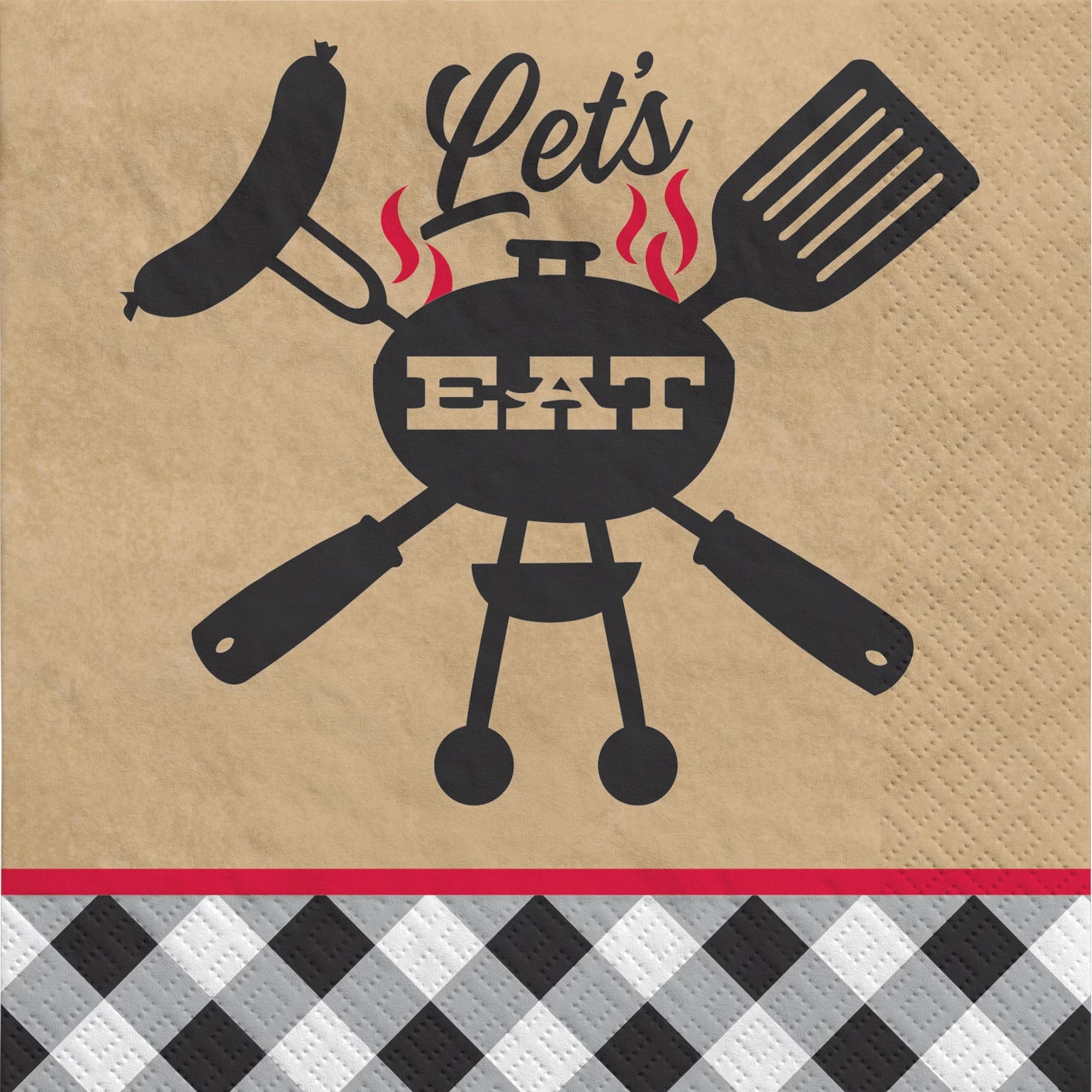 Let's Eat Black Gingham Paper Lunch Napkins, 80ct.